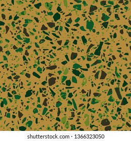 Terrazzo flooring beige seamless pattern. Abstract background. Marble texture. Tiles illustration. Modern surface. Natural stone - Vector