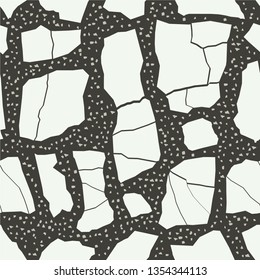Terrazzo flooring. Black and white seamless pattern. Gray background texture. Abstract vector design for print on floor, wall, tile or textile.