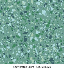 Terrazzo flooring blue pattern. Abstract background. Marble texture. Tiles illustration. Colored modern surface. Natural stone - Vector