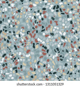 Terrazzo flooring, blue seamless pattern background texture. Abstract vector design for print on floor, wall, tile or textile