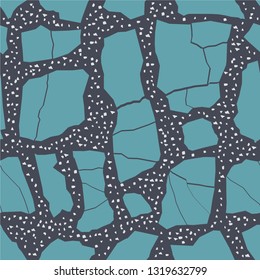 Terrazzo flooring, blue seamless pattern background texture. Abstract vector design for print on floor, wall, tile or textile.