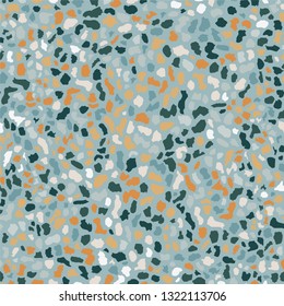 Terrazzo flooring, blue seamless pattern background texture. Abstract vector design for print on floor, wall, tile or textile