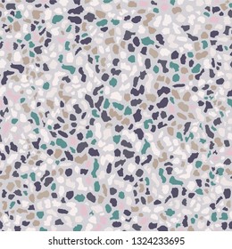 Terrazzo flooring, blue seamless pattern background texture. Abstract vector design for print on floor, wall, tile or textile
