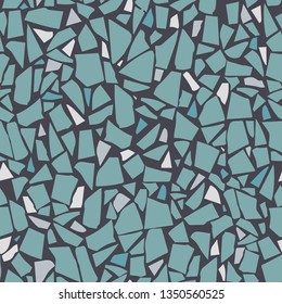 Terrazzo flooring blue seamless pattern. Marble texture. Tiles illustration. Modern surface. Natural stone. Abstract background - Vector.