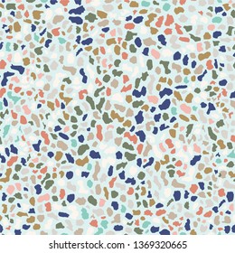 Terrazzo flooring, blue seamless pattern background texture. Abstract vector design for print on floor, wall, tile or textile
