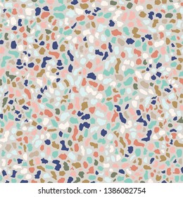 Terrazzo flooring, blue seamless pattern background texture. Abstract vector design for print on floor, wall, tile or textile