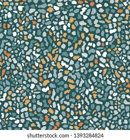 Terrazzo flooring, blue seamless pattern background texture. Abstract vector design for print on floor, wall, tile or textile