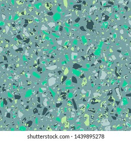 Terrazzo flooring blue seamless pattern. Abstract background. Marble texture. Tiles illustration. Colored modern surface. Natural stone - Vector