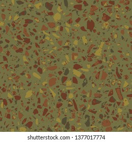 Terrazzo flooring brown seamless pattern. Abstract background. Marble texture. Tiles illustration. Colored modern surface. Natural stone - Vector