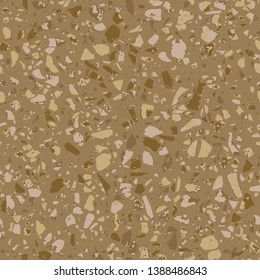 Terrazzo flooring brown seamless pattern. Abstract background. Marble texture. Tiles illustration. Colored modern surface. Natural stone - Vector