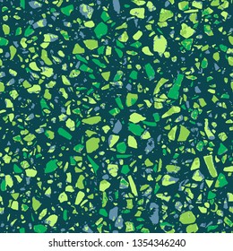 Terrazzo flooring cyan pattern. Abstract background. Marble texture. Tiles illustration. Colored modern surface. Natural stone - Vector