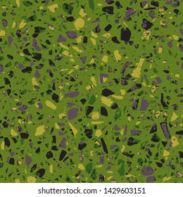 Terrazzo flooring green seamless pattern. Abstract background. Marble texture. Tiles illustration. Colored modern surface. Natural stone - Vector