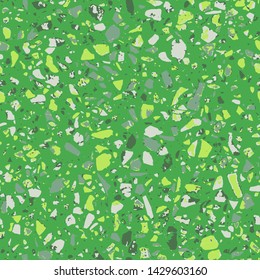 Terrazzo flooring green seamless pattern. Abstract background. Marble texture. Tiles illustration. Colored modern surface. Natural stone - Vector
