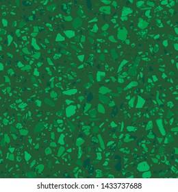 Terrazzo flooring green seamless pattern. Abstract background. Marble texture. Tiles illustration. Colored modern surface. Natural stone - Vector