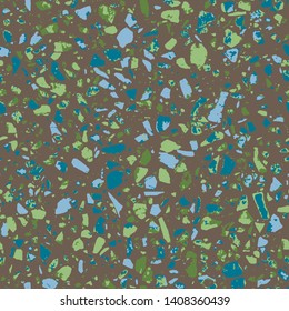 Terrazzo flooring grey seamless pattern. Abstract background. Marble texture. Tiles illustration. Colored modern surface. Natural stone - Vector