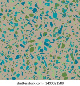 Terrazzo flooring grey seamless pattern. Abstract background. Marble texture. Tiles illustration. Colored modern surface. Natural stone - Vector
