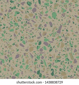 Terrazzo flooring grey seamless pattern. Abstract background. Marble texture. Tiles illustration. Colored modern surface. Natural stone - Vector