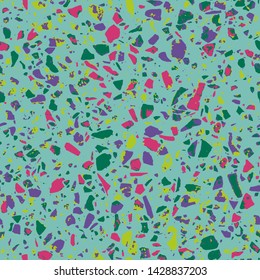 Terrazzo flooring pink seamless pattern. Abstract background. Marble texture. Tiles illustration. Multicolor modern surface. Natural stone - Vector