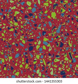 Terrazzo flooring pink seamless pattern. Abstract background. Marble texture. Tiles illustration. Multicolor modern surface. Natural stone - Vector