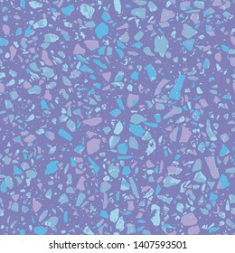 Terrazzo flooring purple seamless pattern. Abstract background. Marble texture. Tiles illustration. Multicolor modern surface. Natural stone - Vector