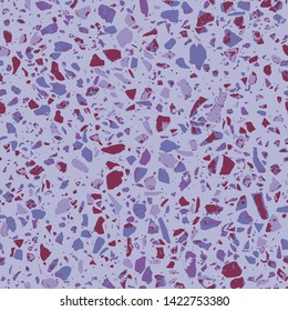 Terrazzo flooring purple seamless pattern. Abstract background. Marble texture. Tiles illustration. Multicolor modern surface. Natural stone - Vector