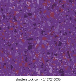 Terrazzo flooring purple seamless pattern. Abstract background. Marble texture. Tiles illustration. Multicolor modern surface. Natural stone - Vector