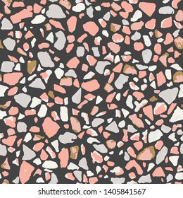 Terrazzo flooring, seamless colorful pattern background. Abstract vector texture design for print on floor, wall, tile or textile