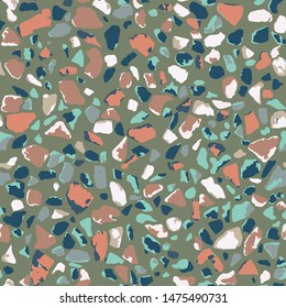 Terrazzo flooring, seamless colorful pattern background. Abstract vector texture design for print on floor, wall, tile or textile