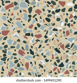 Terrazzo flooring, seamless colorful pattern background. Abstract vector texture design for print on floor, wall, tile or textile