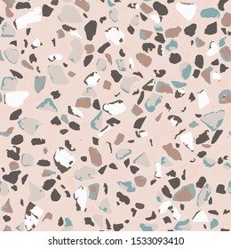 Terrazzo flooring, seamless colorful pattern background. Abstract vector texture design for print on floor, wall, tile or textile
