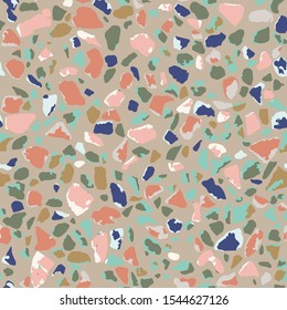 Terrazzo flooring, seamless colorful pattern background. Abstract vector texture design for print on floor, wall, tile or textile