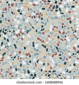 Terrazzo flooring, seamless colorful pattern background. Abstract vector texture design for print on floor, wall, tile or textile