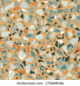 Terrazzo flooring, seamless colorful pattern background. Abstract vector texture design for print on floor, wall, tile or textile