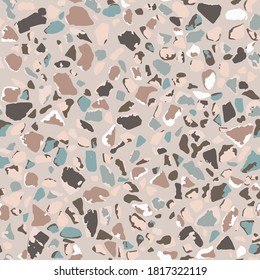 Terrazzo flooring, seamless colorful pattern background. Abstract vector texture design for print on floor, wall, tile or textile