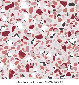 Terrazzo flooring, seamless colorful pattern background. Abstract vector texture design for print on floor, wall, tile or textile
