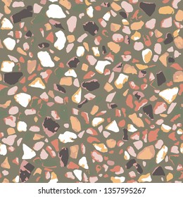 Terrazzo flooring, seamless pattern, background texture. Abstract vector design for print on floor, wall, tile or textile.