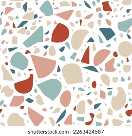 Terrazzo flooring seamless pattern background, Modern minimalistic floor tile for interior decoration.