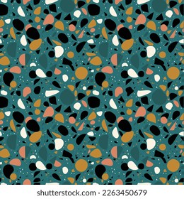 Terrazzo flooring seamless pattern background, minimalistic floor tile for interior decoration.