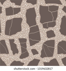 Terrazzo flooring, seamless pattern, brown background texture. Abstract vector design for print on floor, wall, tile or textile.
