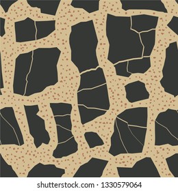 Terrazzo flooring, seamless pattern, brown background texture. Abstract vector design for print on floor, wall, tile or textile.