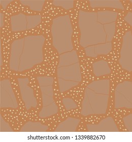 Terrazzo flooring, seamless pattern, brown background texture. Abstract vector design for print on floor, wall, tile or textile.