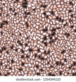 Terrazzo flooring, seamless pattern, brown background texture. Abstract vector design for print on floor, wall, tile or textile