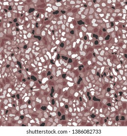 Terrazzo flooring, seamless pattern, brown background texture. Abstract vector design for print on floor, wall, tile or textile.