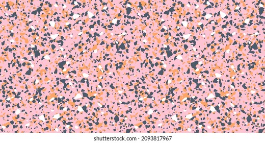 Terrazzo-Böden, nahtlose Muster mit bunten Marmorfelsen. Klassische Innenausstattung, Hintergrund aus Mosaikstein. Trendy Modedrucktapete für Textilprojekt oder Web-Hintergrund.