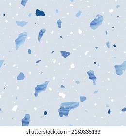 Terrazzo flooring seamless pattern with mosaic natural stone elemens vector