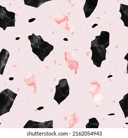 Terrazzo flooring seamless pattern with mosaic natural stone elemens vector