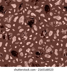 Terrazzo flooring seamless pattern with mosaic natural stone elemens vector