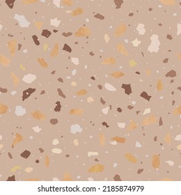 Terrazzo flooring seamless pattern with mosaic natural stone elemens vector