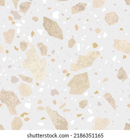 Terrazzo flooring seamless pattern with mosaic natural stone elemens vector