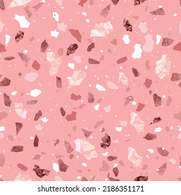 Terrazzo flooring seamless pattern with mosaic natural stone elemens vector